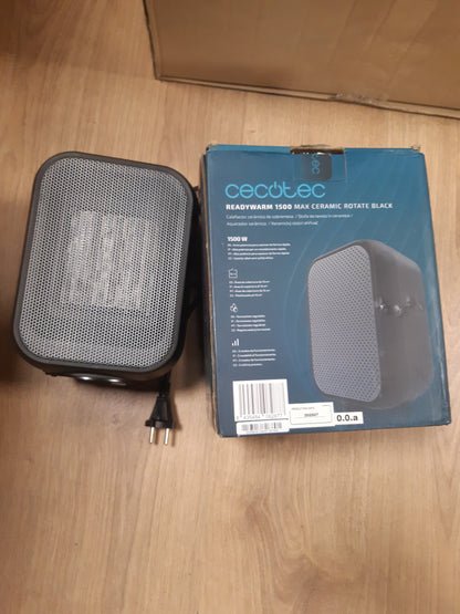 164645 - CECOTEC ReadyWarm 1500 Max - Ngrohës tavoline me rrotullim qeramike, 1500 W Fuqi, Lëkundje, Termostat i Rregullueshëm, 3 Mënyra të Funksionimit, Mbulon Sipërfaqen 15 m2.