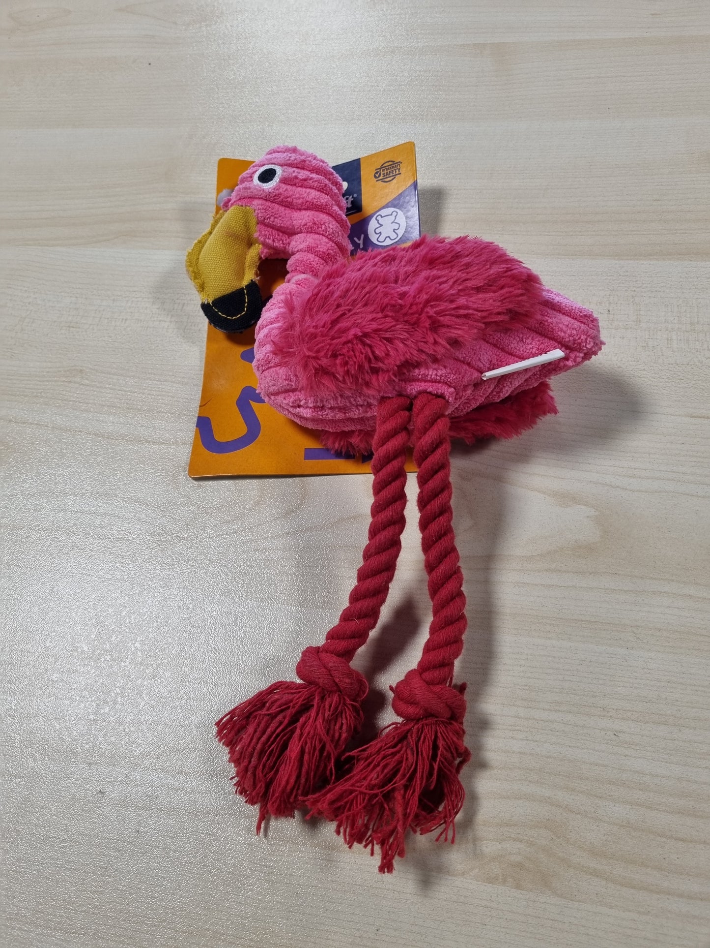 242859 - VITAKRAFT - Safari Flamingo, Lodër Qensh, Lodër Pelushi për Qen, Me Qyqe, Korduroy (1 Copë)