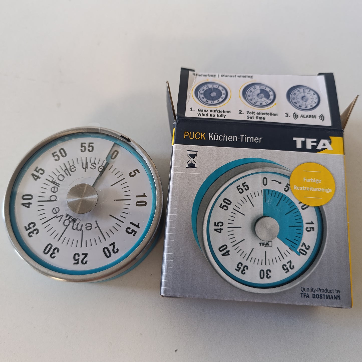 224258 - TFA DOSTMANN Kohëmatës kuzhine Puck, magnetik, 0-60 minuta, ngjyrë turkeze, 38.1028.20