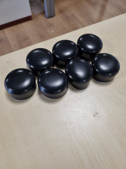253569 - 8 copë kapakë shtyllash gardhi për tuba të rrumbullakët 48 mm, PVC i fortë (i zi)