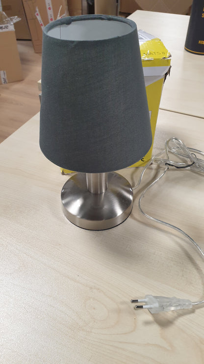 252147 - TRIO LIGHTING Llambë Tavoline Mats II 599700142, Metal Nikeli Mat, Hije Pëlhure Gri, Pa 1 Llambë E14