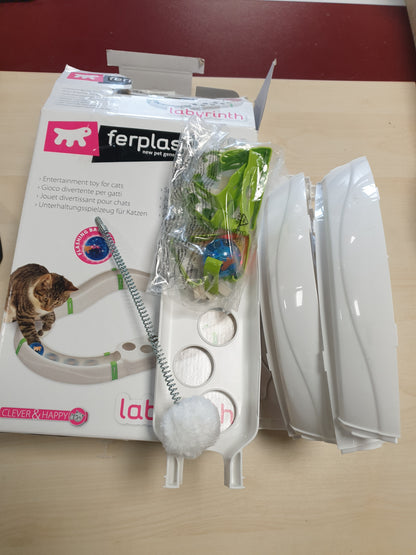 250376 - FERPLAST Lojë Interaktive për Mace, Qark Labirinti me Lodër Pranvere, 72 x 40 cm