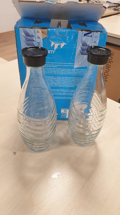 179953 - SODASTREAM - Karafe Qelqi Zëvendësuese DuoPack për Pajisjen e Ujit të Gazuar Crystal, Kapacitet 2 x 0.6L