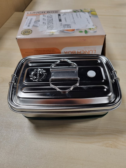 228955 - Kuti dreke prej çeliku inox 2000 ml, dyfishtë me 3 ndarje, e papërshkueshme nga rrjedhjet