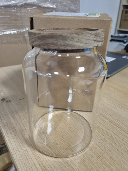 224605 - INCETUE 500 ml kavanoza hermetike për ruajtje me kapakë, enë të vogla qelqi për ruajtje me kapakë spiralë prej druri për musli, çaj, kokrra kafeje, makarona, petë, miell, tërshërë për gjatë natës