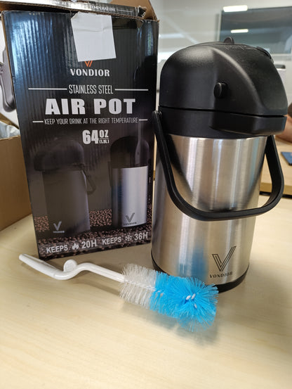255590 - VONDIOR Karafë kafeje me pompë 1.9 litra, çelik inox, termos profesional, i përshtatshëm për pije festive