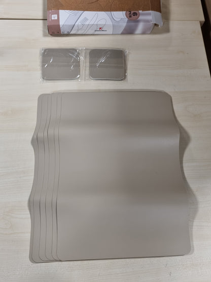 218968 - KitchenBoss Set me 6 mbulesa tavoline dhe mbështetëse - Ø43x30cm - mbulesë tavoline e lahet - rezistente ndaj nxehtësisë