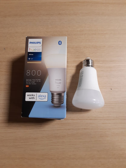 188063 - PHILIPS HUE Llambë LED inteligjente e bardhë, 9W, Prizë E27, Kontrollueshme nga Bluetooth/Aplikacioni Hue, Përshtatshme me Alexa, Google Assistant dhe Apple HomeKit