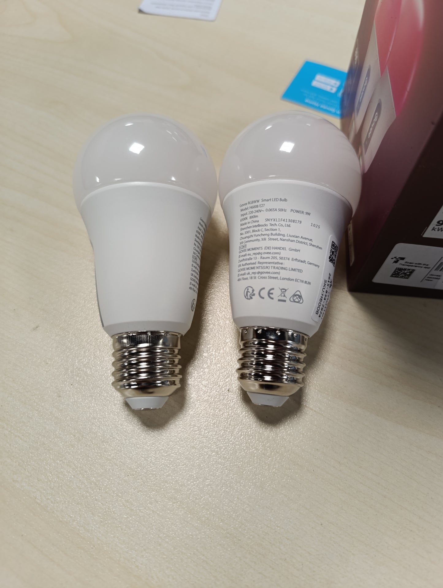 218947 - GOVEE Llambë inteligjente E27, LED WiFi RGBWW, 800LM, 16 milion ngjyra, 2 copë