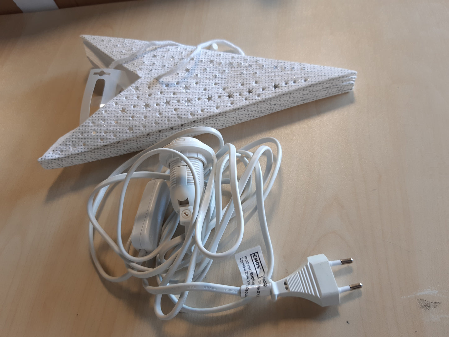 214532 - EMOS Llambë varëse letre e bardhë me motiv ylli, prizë E14, për llambë LED deri në 25W, 60 cm
