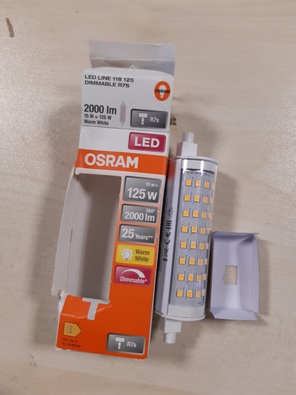 168155 - OSRAM Llambë LED me shkop R7s me errësim, tub LED 15W ekuivalente me 125W inkandeshent, e bardhë e ngrohtë 2700K