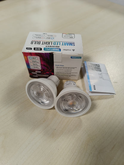 252395 - Pako 2 llamba LED GU10, RGB dhe të bardha, WiFi 2.4 GHz, e pajtueshme me Alexa dhe Google Home