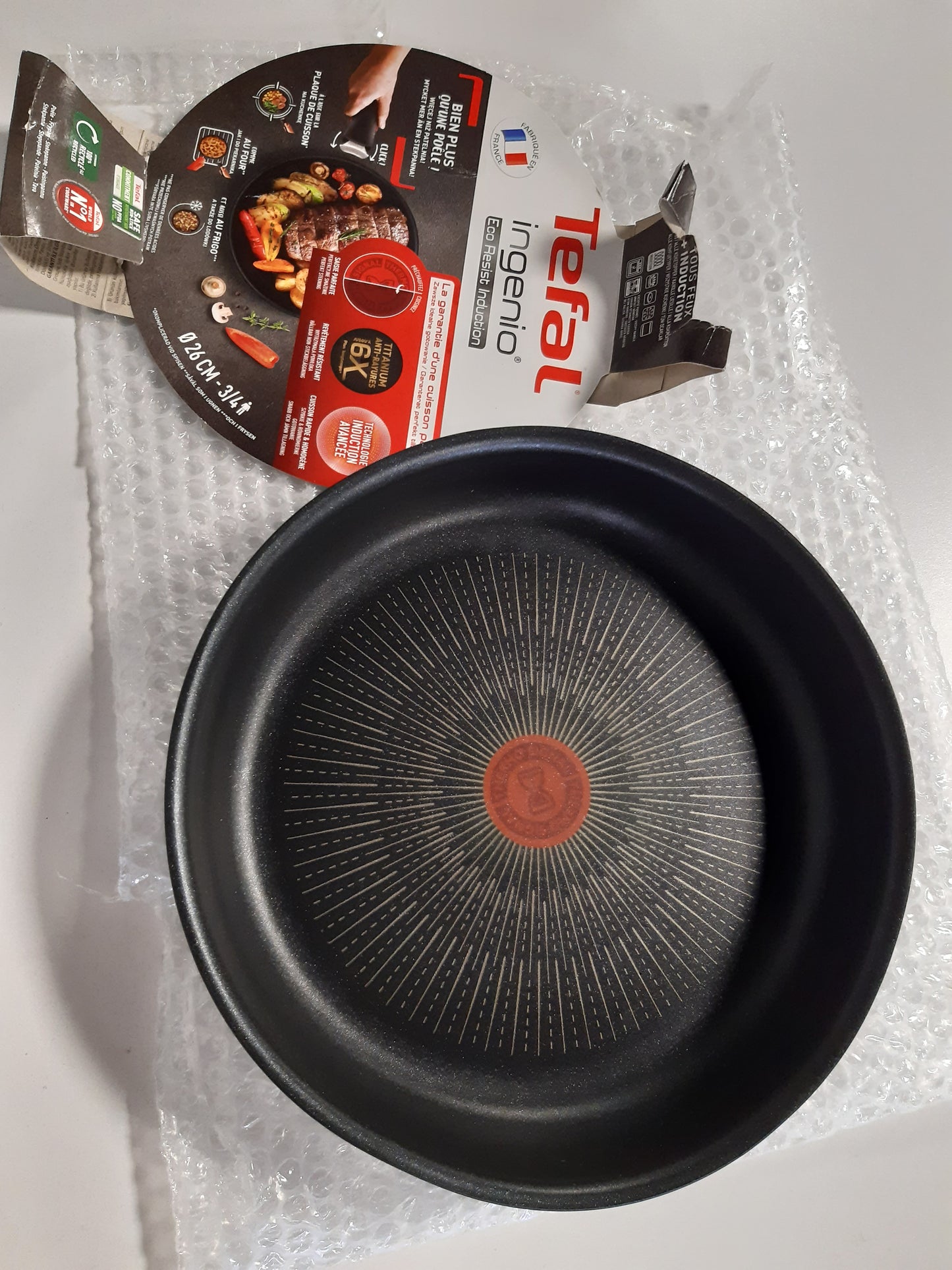 205013 - TIGAN TEFAL Ingenio, 26 cm, i Pajtueshëm me Induksion, me Shtresë Jo-Ngjitëse, me Tregues Fillimi Gatimi, Stivueshëm, i Sigurt për Lavastovilje, i Prodhuar në Francë, Rezistent ndaj Mjedisit, Modeli L3970503