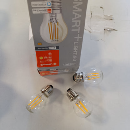214668 - LEDVANCE Llampa LED inteligjente me teknologji Wi-Fi, bazë E27, e zbehtë, e bardhë e ngrohtë (2700K), në formë pike loti, zëvendësim për llambat inkandeshente 40W, e kontrollueshme me Alexa, Google dhe aplikacion, pako me 4