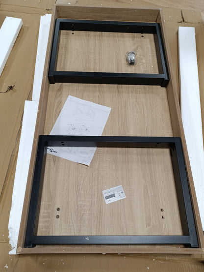 244393 - VIDAXL Tavolinë kafeje kafe e çelët dhe e zezë 120x60x40 cm MDF dhe hekur