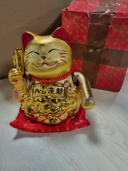 217942 - LACHINEUSE Maneki Neko i Madh i Artë me Krah të Lëvizshëm, Statujë Mace Japoneze me Fat, Figurinë 20 cm