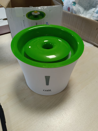 214180 - CATIT Shatërvan me Lule për macet, 3L, i bardhë/jeshil, 1 copë