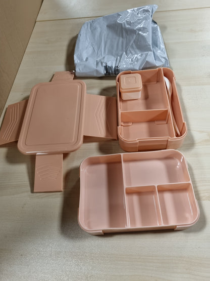 220699 - CALIYO KUTI DREKE ME NDARJE, KUTI BENTO 1550ML, KUTI DREKE E PAPËRSHKUESHME NGA PIKNIK PËR FËMIJË, PA BPA, E SIGURT PËR MIKROVALË DHE LAVASTOVILJE, TË RRIJTUR (BEZHË-E KUQE)