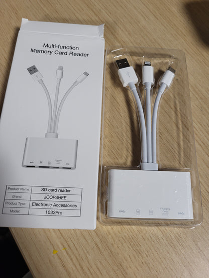 267274 - Lexues Kartash Memorieje 5-në-1, Adaptor USB OTG, Lexues SD për iPhone/iPad, USB-C dhe USB-A, Mbështet SD/Micro SD/SDHC/SDXC/MMC