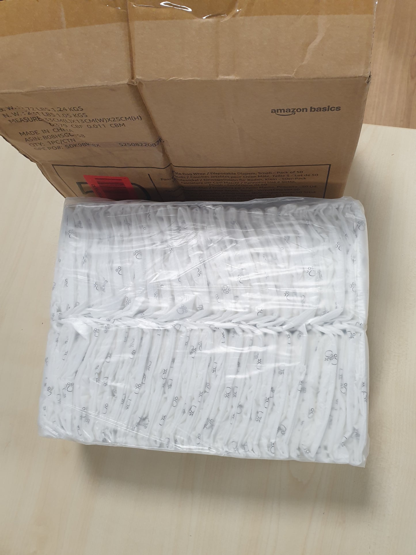 178235 - AMAZON BASICS Pelenë për Qen Meshkuj, Madhësia S, Pako me 50 Copë, të Bardha