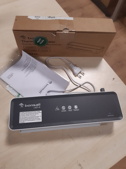 268930 - Bonsaii Laminator A4, Funksion ABS, i përshtatshëm për Dokumente A4, 80-100 Mikronë, përfshin 10 Fletë Laminimi A4, L421-A