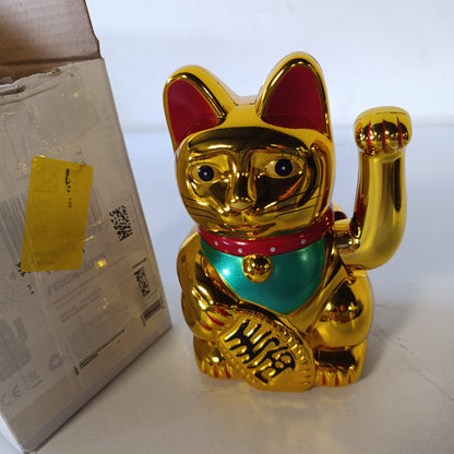 216480 - MANEKI NEKO Winkekatze për Relaxdays, Mbajtëse Glöcksbringer, 16 cm, Ari
