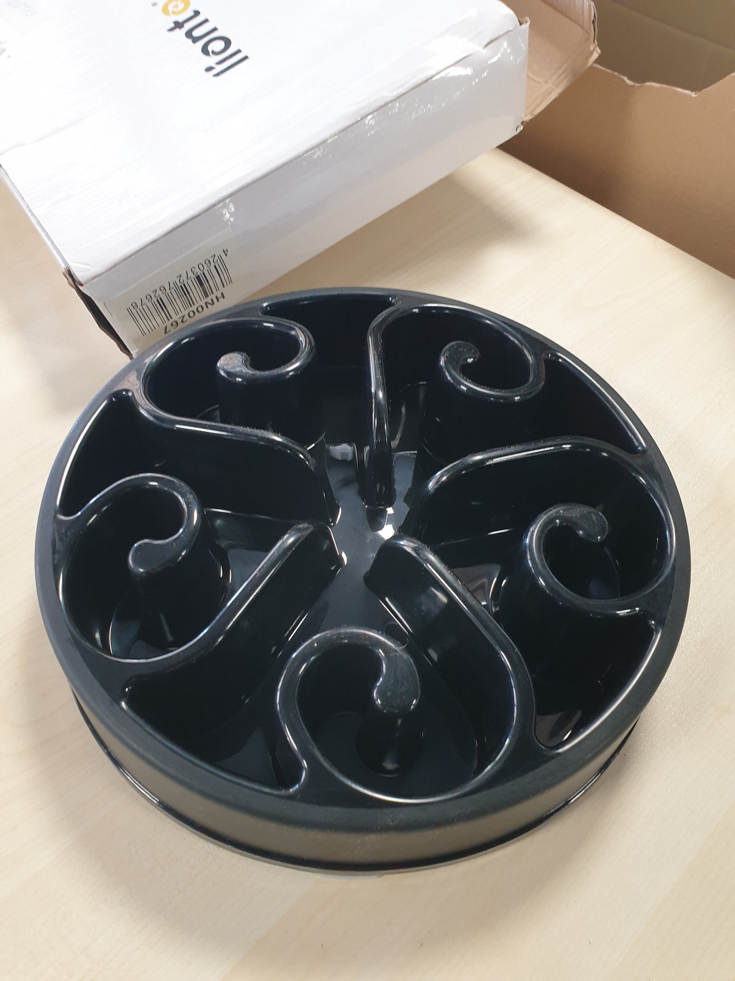 208715 - LIONTO Tas për Ushqyes të Ngadaltë për Qen dhe Mace, Plastik i Klasit Ushqimor, Anti-Rrëshqitës, Diametër 30 cm, Lartësi 7 cm, Kapacitet 1500 g, I Sigurt për Lavatriçe 100°C, I Zi