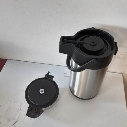 227051 - AXENTIA Airpot Argjendi, Enë me Pompë Çelik Inox, Izoluar me Mure të Dyfishta, Vëllimi: 3 L, Dimensionet: 15 x 15 x 35 cm