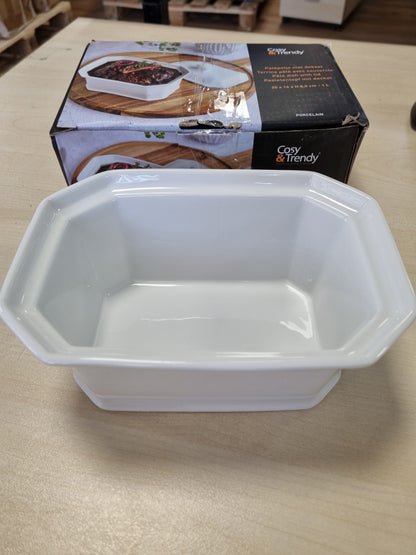 185181 - RH46635 PATE TERRINE - E Bardhë e Butë, Komode dhe në Modë, Përbërë nga Porcelan, Kapacitet 1L