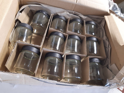 215088 - MOYO Kavanoza Erëzash me Etiketa | Set me 12 | Depozitë Erëzash 154ml | Set Kavanozash Hermetike | Kapakë në të Zezë