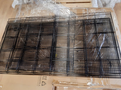231021 - FERPLAST Kafaz zogjsh, kafaz ekzotik për zogj, përfshirë mbështetëse me rrota, ushqyes zogjsh, vende për zogj, e zezë, 100 x 53 x 172 cm