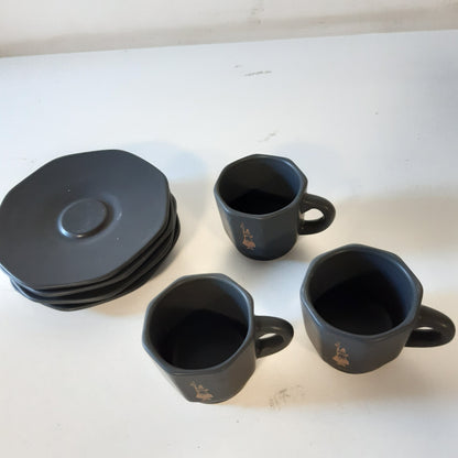 221942 - BIALETTI - Gota Tetëkëndëshe, Set me 4 Gota, E Zezë Mat dhe Ari Rozë, 75 ml, RTATZ403