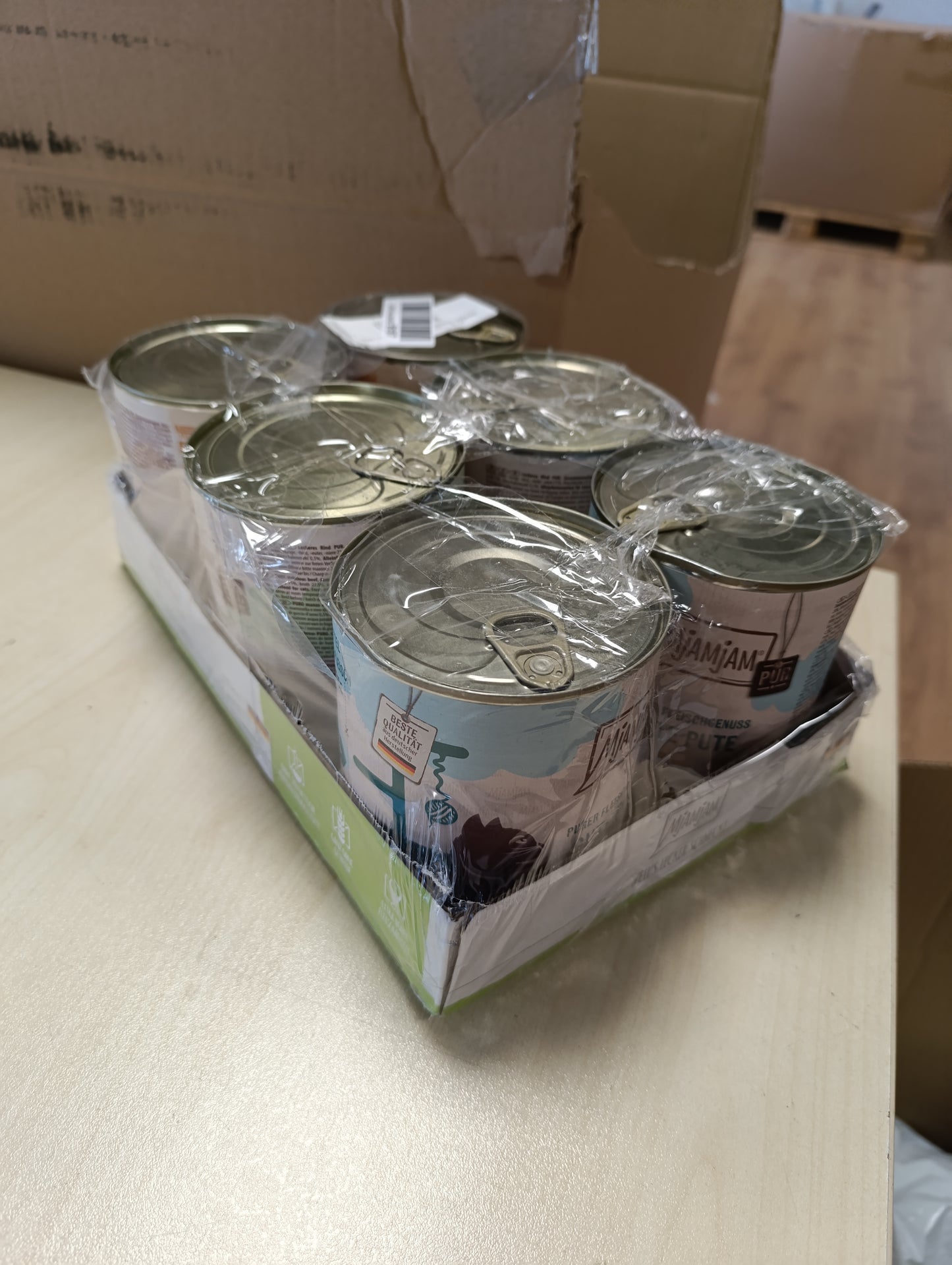 213716 - MjAMjAM - Ushqim i lagësht premium për mace - Paketa e përzier V - Kënaqësi e pastër mishi, pako me 6 copë (6 x 800 g), pa drithëra me mish shtesë, me shije mishi