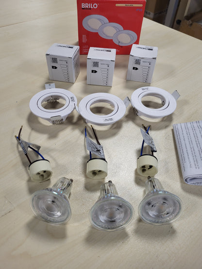 215839 - BRILONER Pako me 3 Drita LED të Hapura në Tavan 230V, të Rregullueshme, Dritë e Bardhë e Ngrohtë, 8 x 2.2 cm, e Bardhë