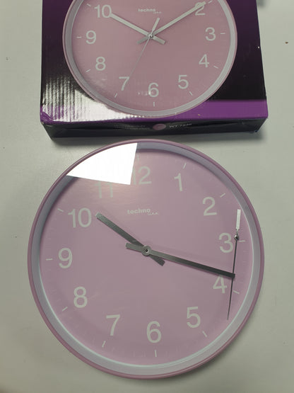 257640 - TECHNOLINE Orë muri analoge WT7530, 25 cm, tik-tak i heshtur, rozë/e bardhë