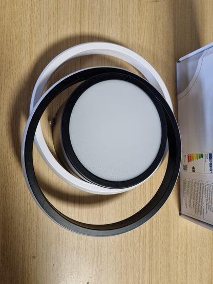 222108 - Dritë tavani LED 32W, llambë tavani e rrumbullakët, gjatësi 28 cm, e zezë + e bardhë, ndriçues modern për korridor, dhomë gjumi, banjo, kuzhinë, dhomë ndenjeje, e bardhë e ftohtë 6500K