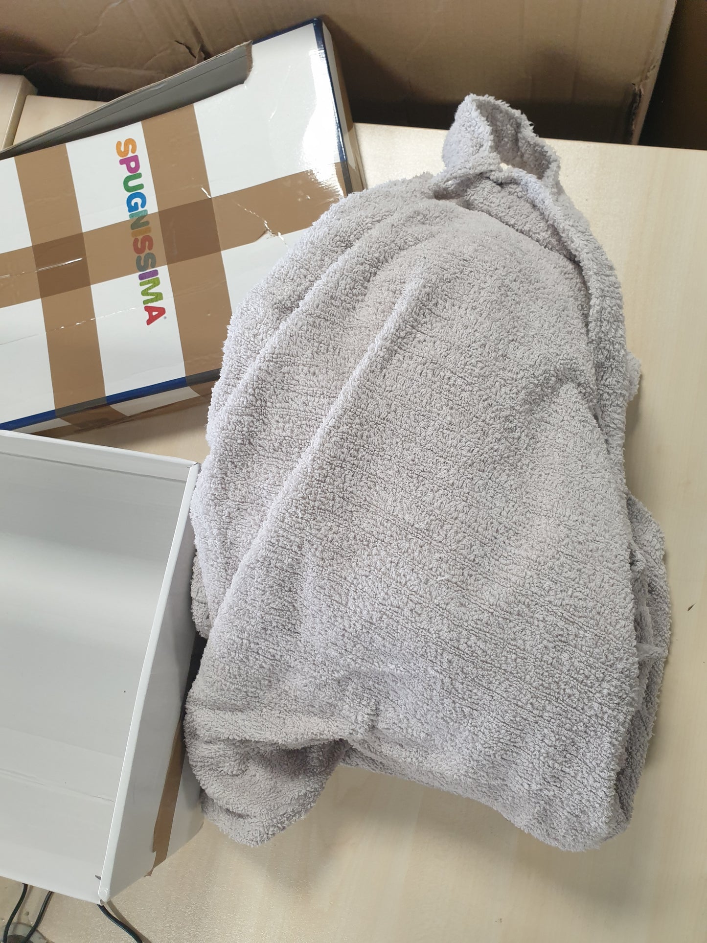 199124 - CALEFFI Rroba banjo me kapuç Stripe, pambuku natyrale, madhësia S, modeli 73828