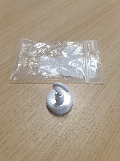 267242 - MAGNETOPLAN Holtz Magnet me Grep, Ø 25 mm, 1 copë, i rrumbullakët, me grep të bardhë