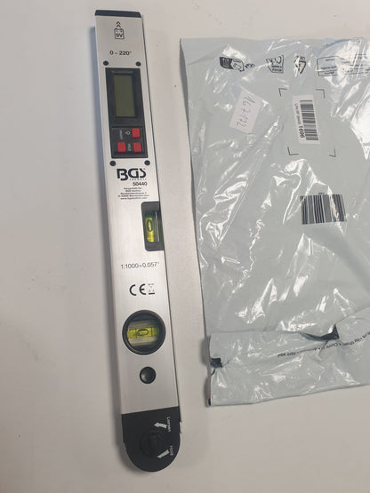 167172 - BGS TECH Rrahës LCD Dixhital 450mm me Nivel dhe Pjerrës Këndore, funksion kyçjeje dhe Inklinometër