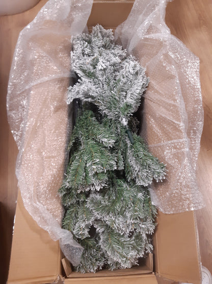 175115 - ASINSE Pemë Artificiale e Krishtlindjeve, e mbuluar me borë, 210 cm, me rreth 1000 maja, material gjilpërash PVC, mbështetëse metalike e palosshme - Montim i Shpejtë - Ideale për Shtëpi dhe Zyrë