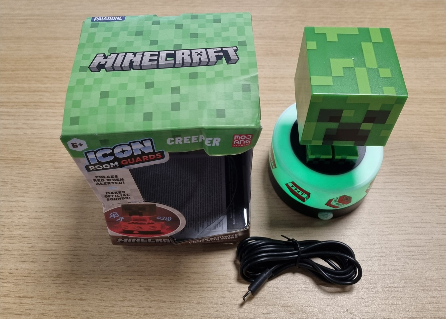 219394 - PALADONE Dritë nate dhe alarm Minecraft Creeper me sensor lëvizjeje, llambë LED, e licencuar për dhomat e gjumit të fëmijëve dhe adoleshentëve