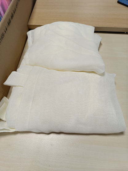 256658 - PERDE MIULEE VOILE ME UNAZA, Set me 2 copë, 140×225 (L×G), Ngjyrë e bardhë fildishi