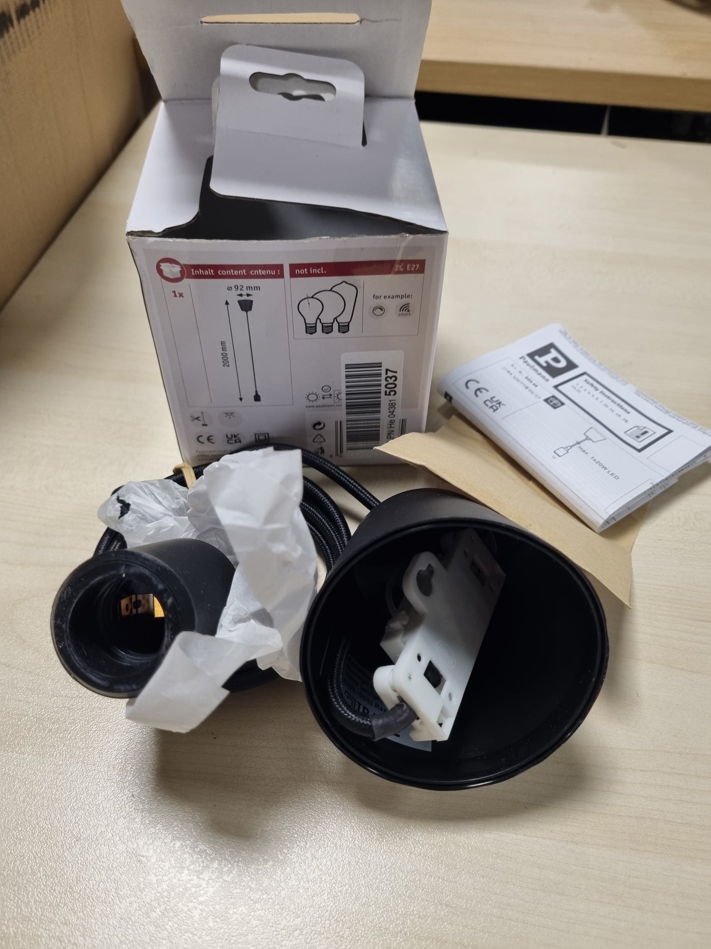 223462 - PAULMANN Llambë Varëse 50346 Neordic Ketil, 1 Llambë, Mbrojtje nga Spërkatjet IP44, Maks. 20W, E zezë, Llambë Tavani, Silikon, Plastikë, E27