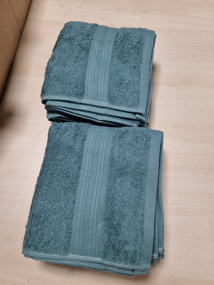 215082 - AMAZON BASICS Peshqirët e banjës me 6 copë - 100% pambuk organik, rezistent ndaj zbehjes, ultra të butë - 41 x 66 cm, ngjyrë blu të gjelbër