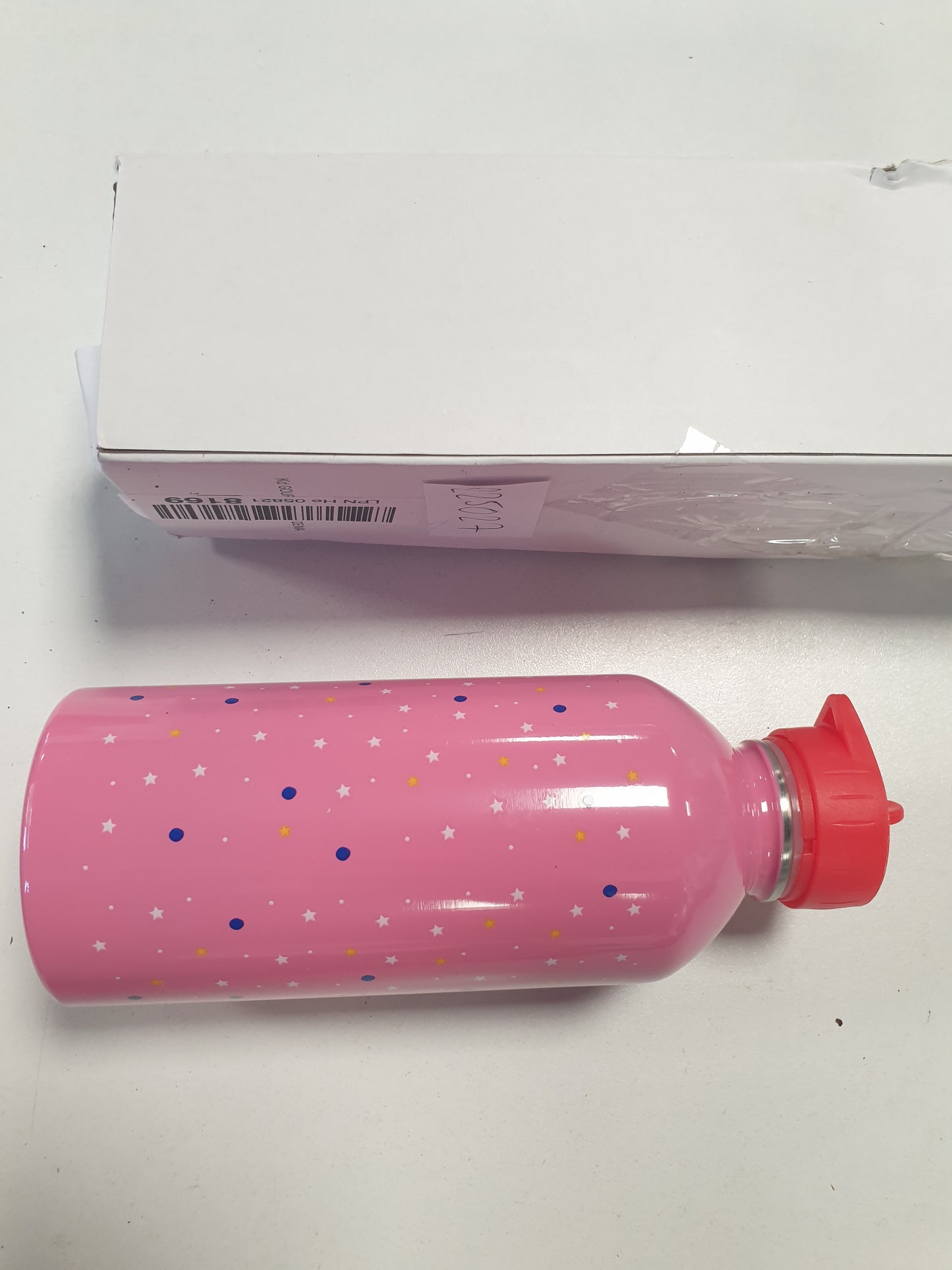 225027 - DRAEGER PARIS Shishe uji për fëmijë prej çeliku inox, kapacitet 300 ml, 17 cm x 6.5 cm, vjollcë, me mbishkrimin: Shishja ime magjike e ujit
