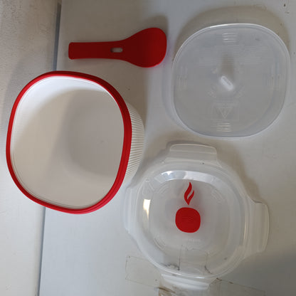 215148 - SNIPS Tenxhere për Oriz 2.70L me Spatulë dhe Tas, Tas i Bardhë për Mikrovalë 20x20.5x14.50