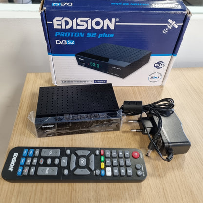 268300 - EDISION Marrës Satelitor Proton S2 Plus Full HD FTA, Telekomandë Comfort 2-në-1, i pajtueshëm me Unicable (DVB-S2, HDMI, SCART, S/PDIF, USB, LAN, Mbështetje USB WiFi)