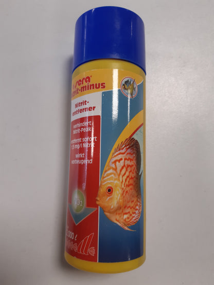 247207 - sera Nitrite Minus 500 ml, Heqës Nitriti për Akuariume, Zvogëlon Nitritin në 1.5 mg/l, I Sigurt për Peshqit dhe Bimët