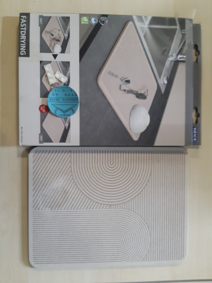 137413 - WENKO DAMON Dysheme Kulluese Diatomite, Kulluese Kuzhine Thithëse me Këmbë Silikoni, Letër Zmerile, Madhësia 40x30x0.9 cm, Ngjyra Bezhë