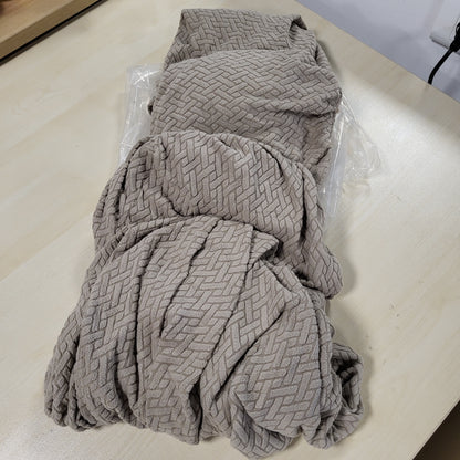 261234 - BOYIFEIJIE Mbulesë kolltuku me 1 vend, Mbulesa elastike për kolltuqe me xhepa, Mbrojtëse gjithëpërfshirëse për kolltuqe jacquard me vija për kolltuqe dhe kolltuqe televizive (Ngjyrë gri, Set me 4 pjesë)